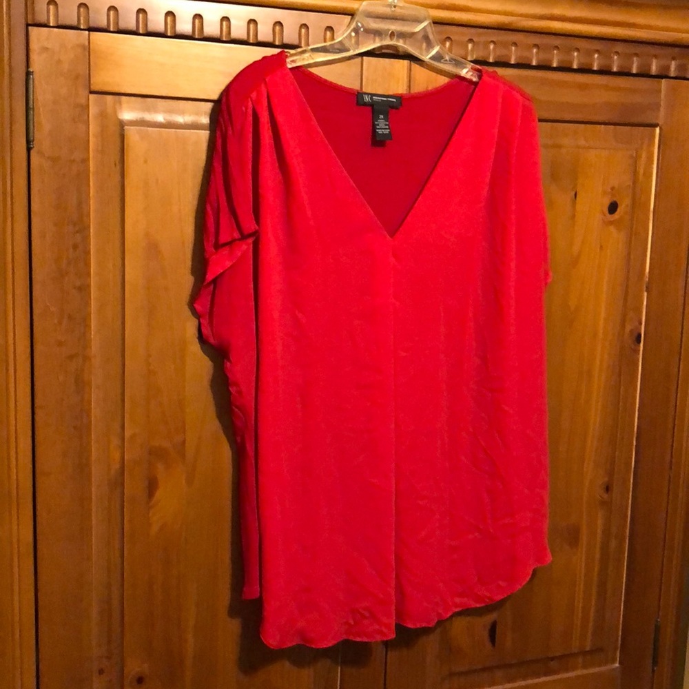 V neck Red blouse, 2x